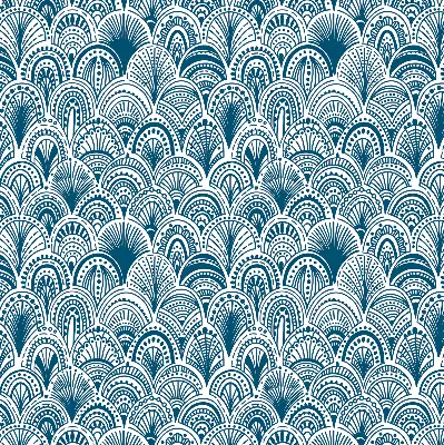 Fensterrollo mit blauem Muster