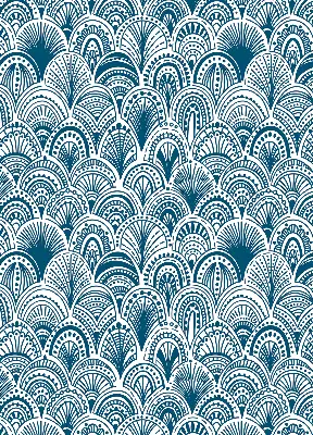 Fensterrollo mit blauem Muster