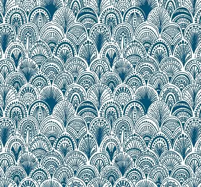 Fensterrollo mit blauem Muster