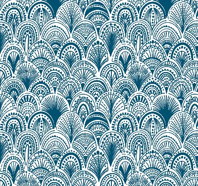 Fensterrollo mit blauem Muster