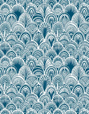 Fensterrollo mit blauem Muster