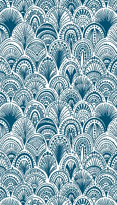 Fensterrollo mit blauem Muster