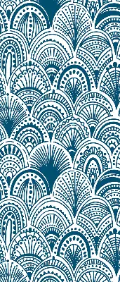 Fensterrollo mit blauem Muster