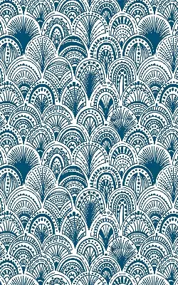 Fensterrollo mit blauem Muster