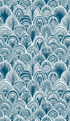Fensterrollo mit blauem Muster
