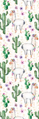 Fensterrollo mit Motiv von Lamas und Kakteen