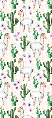 Fensterrollo mit Motiv von Lamas und Kakteen