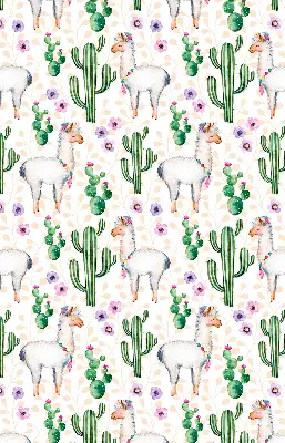 Fensterrollo mit Motiv von Lamas und Kakteen