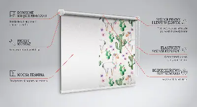Fensterrollo mit Motiv von Lamas und Kakteen