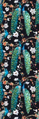 Fensterrollo mit Pfau und Blumenmotiv