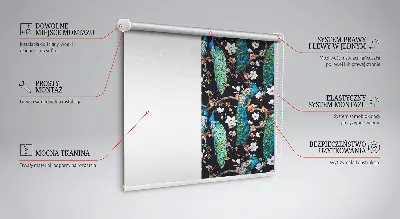 Fensterrollo mit Pfau und Blumenmotiv