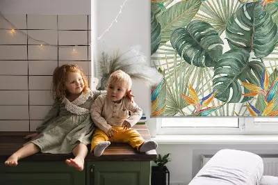 Fensterrollo mit Motiv tropischer Pflanzen