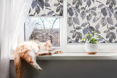 Rollo dunkelgrüne Blätter in Fensteroptik