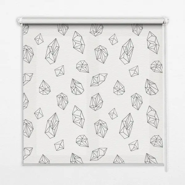 Fensterrollo innen mit geometrischem Formenmuster
