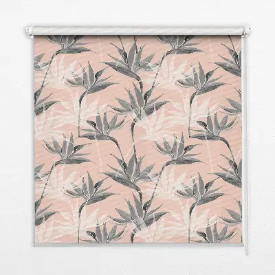 Fensterrollo mit grauem Blumenmuster