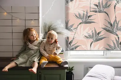 Fensterrollo mit grauem Blumenmuster