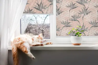 Fensterrollo mit grauem Blumenmuster