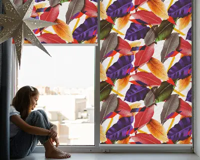 Fensterrollo für den Innenbereich mit Motiv bunte Blätter