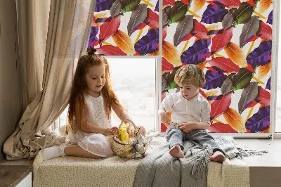 Fensterrollo für den Innenbereich mit Motiv bunte Blätter