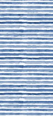 Fensterrollo mit aufgemaltem blauem Streifenmuster