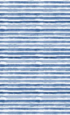 Fensterrollo mit aufgemaltem blauem Streifenmuster