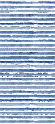 Fensterrollo mit aufgemaltem blauem Streifenmuster