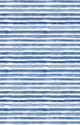 Fensterrollo mit aufgemaltem blauem Streifenmuster