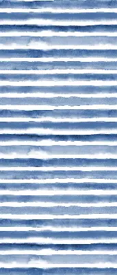 Fensterrollo mit aufgemaltem blauem Streifenmuster