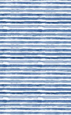Fensterrollo mit aufgemaltem blauem Streifenmuster