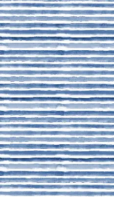 Fensterrollo mit aufgemaltem blauem Streifenmuster