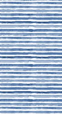 Fensterrollo mit aufgemaltem blauem Streifenmuster