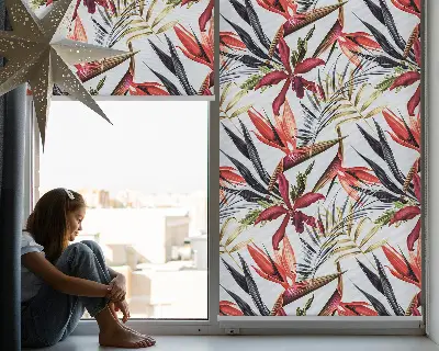 Fensterrollo für den Innenbereich mit Motiv exotischer Blätter