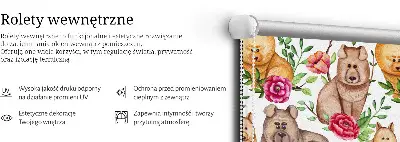 Fensterrollo mit dem Motiv eines Hundes zwischen Blumen