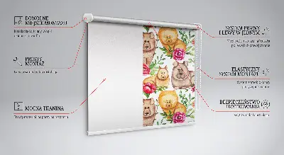 Fensterrollo mit dem Motiv eines Hundes zwischen Blumen