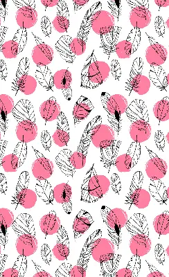 Rollo mit Federn und rosa Punkten