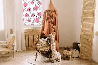 Rollo mit Federn und rosa Punkten