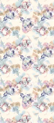 Fensterrollo mit bunten bemalten Blumen