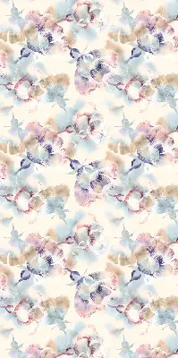Fensterrollo mit bunten bemalten Blumen