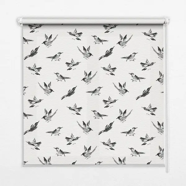 Fensterrollo mit Vogelmotiv