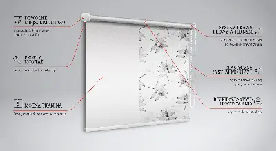 Fensterrollo für den Innenbereich mit grauem Blättermotiv in skizzierter Optik