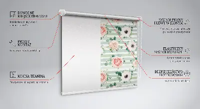 Fensterrollo mit Rosen auf grünen horizontalen Streifen