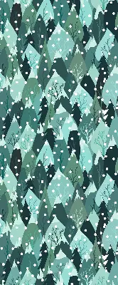 Fensterrollo für den Innenbereich mit einem Motiv von Wald und fallendem Schnee