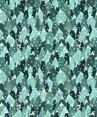 Fensterrollo für den Innenbereich mit einem Motiv von Wald und fallendem Schnee
