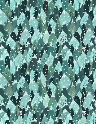 Fensterrollo für den Innenbereich mit einem Motiv von Wald und fallendem Schnee