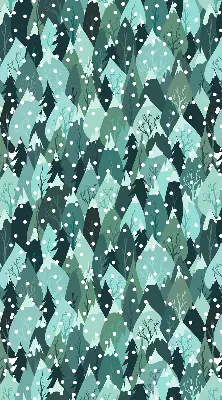 Fensterrollo für den Innenbereich mit einem Motiv von Wald und fallendem Schnee