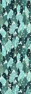 Fensterrollo für den Innenbereich mit einem Motiv von Wald und fallendem Schnee