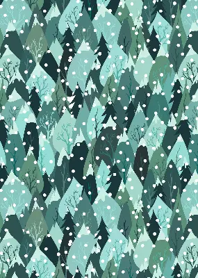 Fensterrollo für den Innenbereich mit einem Motiv von Wald und fallendem Schnee