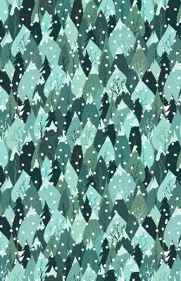 Fensterrollo für den Innenbereich mit einem Motiv von Wald und fallendem Schnee