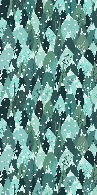 Fensterrollo für den Innenbereich mit einem Motiv von Wald und fallendem Schnee