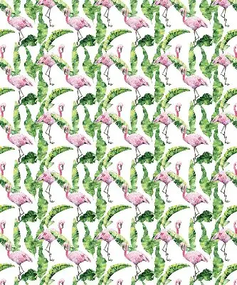 Fensterrollo für den Innenbereich mit Flamingos im Blätterdesign